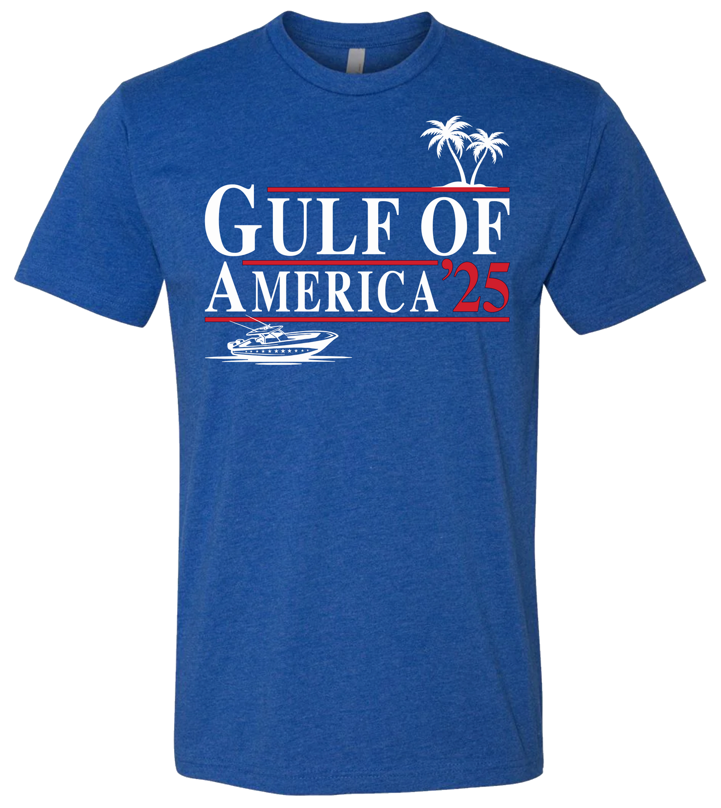 Gulf of America '25-Boat Tee Heather Royal Blue